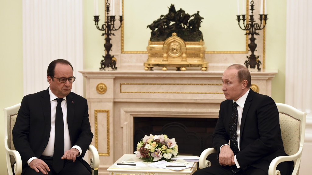 Russia's President Vladimir Putin meets with his French counterpart Francois Hollande at the Kremlin in Moscow Russia