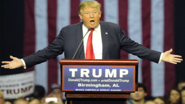 Republican presidential candidate Donald Trump speaks during a campaign stop Saturday Nov. 21 2015 in Birmingham Ala