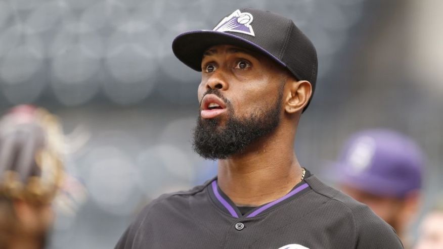 NEW YORK NY- AUGUST 10 Jose Reyes #7 of the Colorado Rockies before the start of a game against the New York Mets