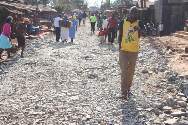 Repairs in November on a road in Kangemi Nairobi county leading to St Joseph Catholic Church which Pope Francis is set to visit during his first Africa tour