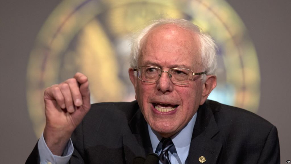 Democratic presidential candidate Sen. Bernie Sanders I-Vt. speaks at Georgetown University in Washington Thursday Nov. 19 2015 about the meaning