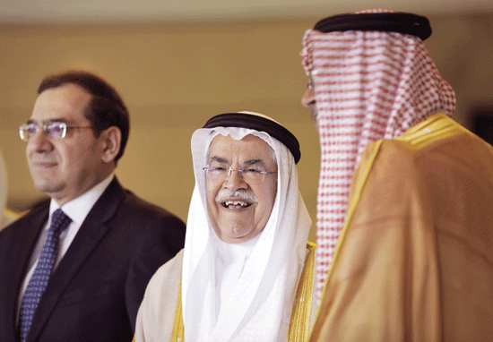 Saudi Oil Minister Ali Al Naimi attends the opening day of Energy Forum in Manama yesterday