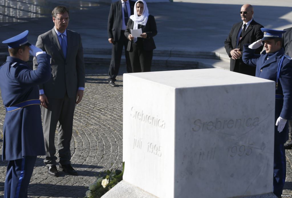 Serbia's Prime Minister Aleksandar Vucic attends an official ceremony at the Memorial Center Potocari near Srebrenica Bosnia and Herzegovina Nov. 11 2015