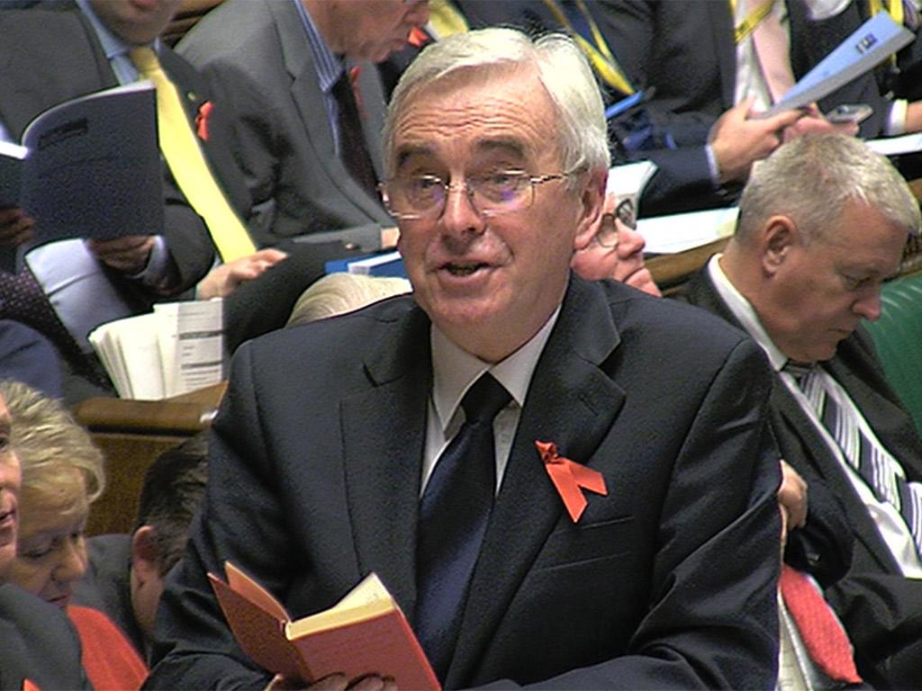 Shadow chancellor John Mc Donnell reads a passage from the Little Red Book Reuters