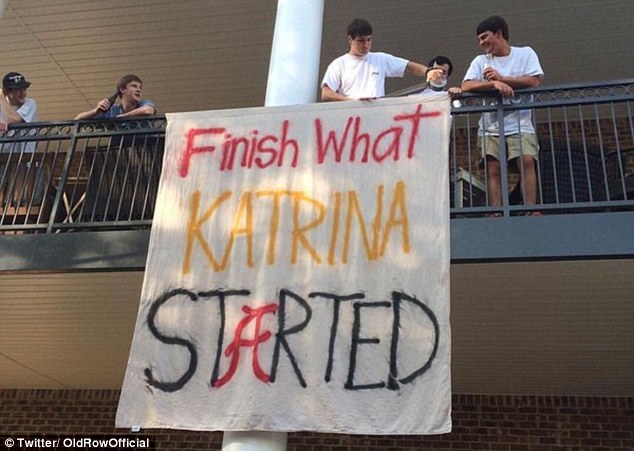 Social media users condemned a banner created by Alabama football fans that mocked LSU fans