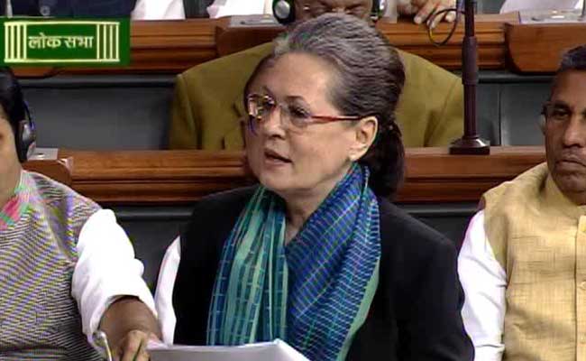 Sonia Gandhi speaking in Parliament