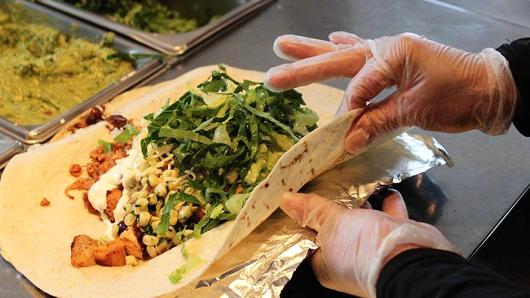 Food preparation at a Chipotle restaurant