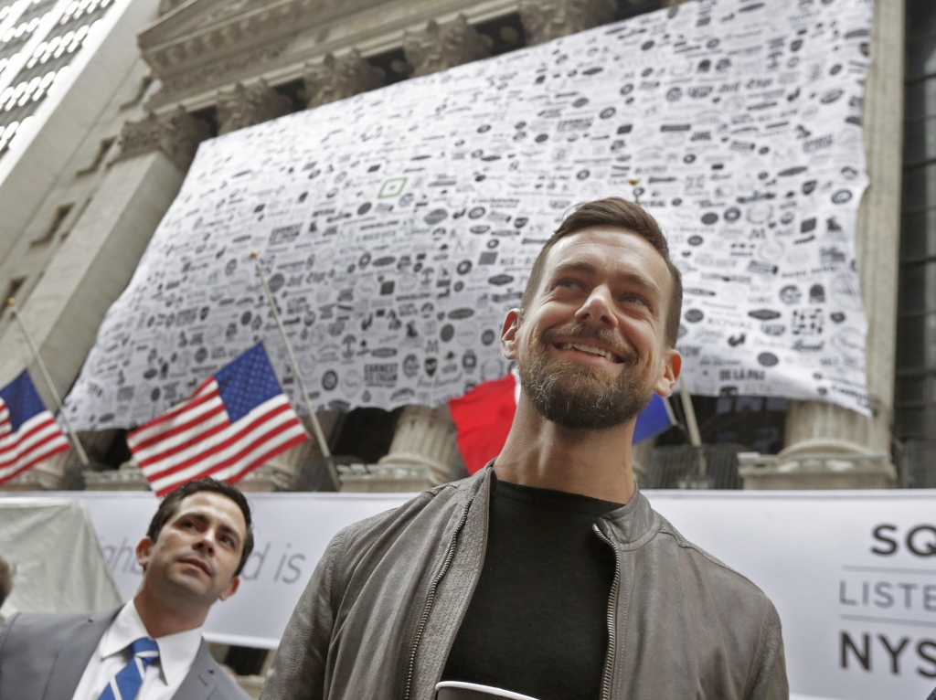 Square CEO Jack Dorsey outside the New York Stock Exchange before his company went public on Thursday