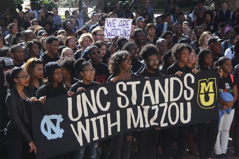 Students rally to stand in solidarity with the University of Missouri