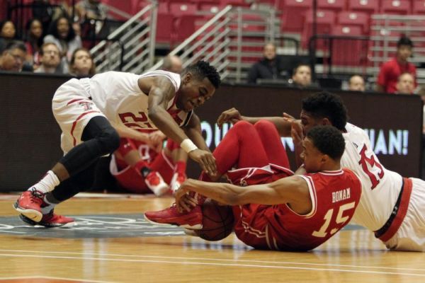 Texas Tech guard Jordan Jackson left and teammate