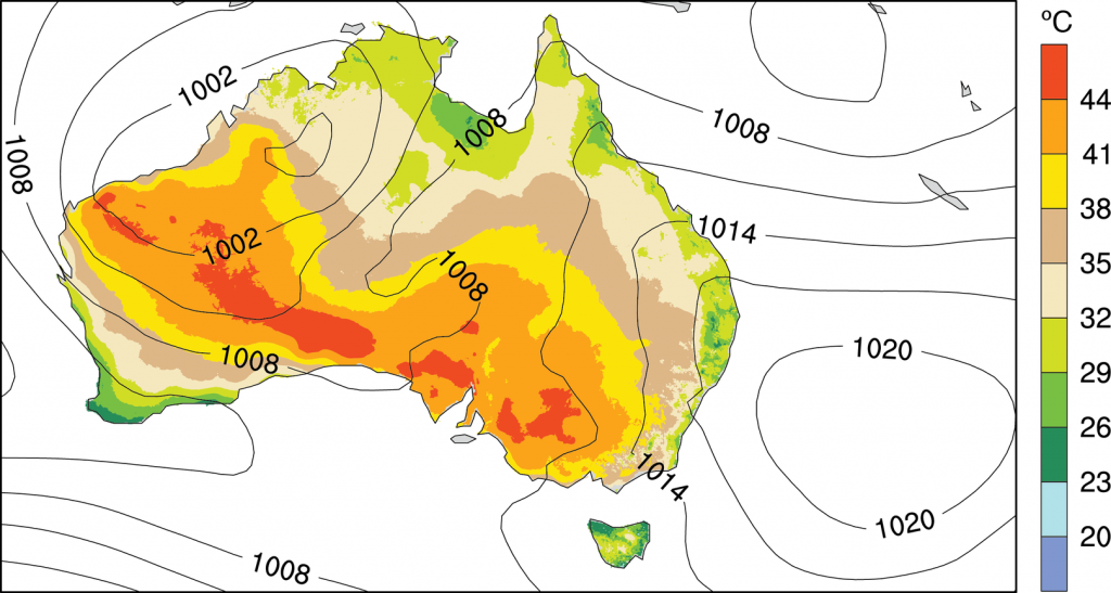 The Australian Open heatwave of 2014 saw several days above 40C in southern Australia.     Author provided