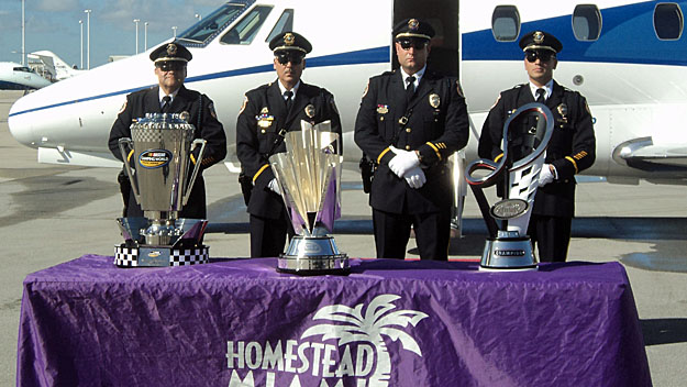 The NASCAR premier series’ trophies arrived at Landmark Aviation at Miami International Airport on Nov. 17 2015