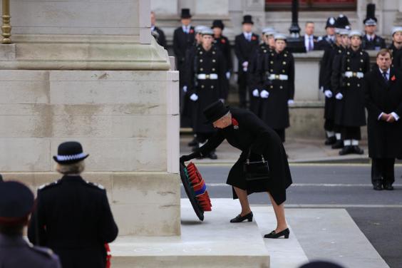 The Queen lays a wreath