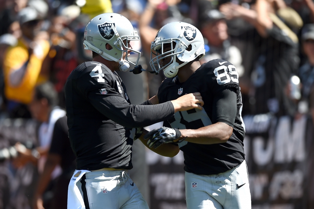 Oakland Raiders Amari Cooper and Derek Carr