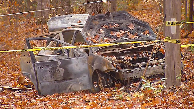 The burned out car on Swan Avenue Thursday morning