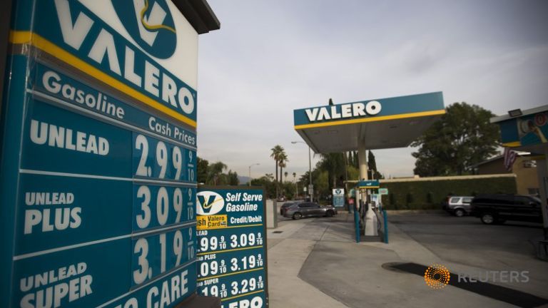 The prices at a Valero Energy Corp gas station are