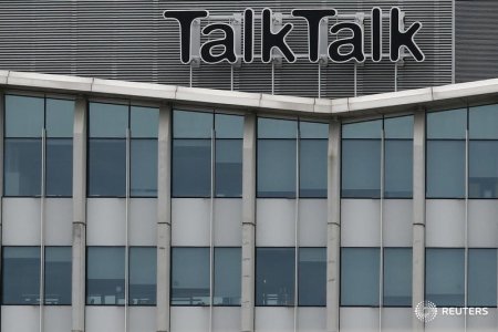 A company logo is seen on a Talk Talk building in London Britain