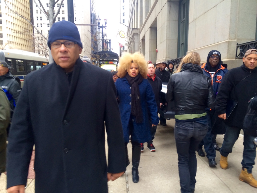 Tio Hardiman outside City Hall Saturday  Tina Sfondeles