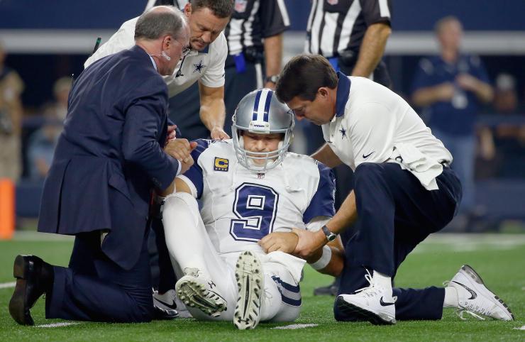 Tony Romo is expected to miss the rest of the season after another left clavicle injury.                    Getty