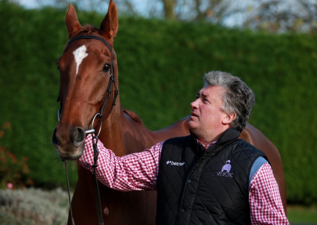 Trainer Paul Nicholls with Silviniaco Conti at Manor Farm Stables Ditcheat Somerset David Davies  PA Wire