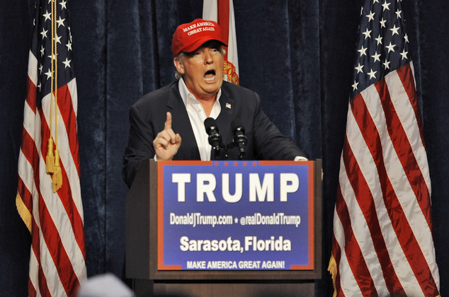 Trump speaks to supporters at a campaign rally Saturday at Robarts Arena in Sarasota Florida Jeb's former gubernatorial state