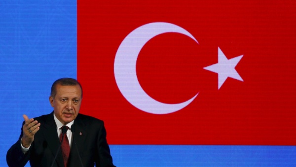 Turkish President Recep Tayyip Erdogan speaks during a news conference after a meeting Japanese Prime Minister Shinzo Abe in Istanbul