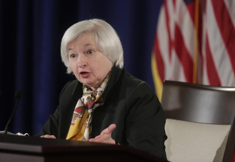 U.S. Federal Reserve Chair Janet Yellen speaks at a news conference following the two-day Federal Open Market Committee meeting in Washingt