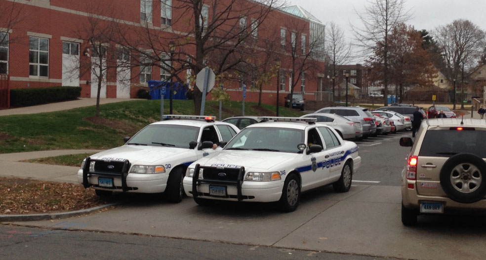 Two Rivers Magnet High School in Hartford was placed in lockdown on Thursday