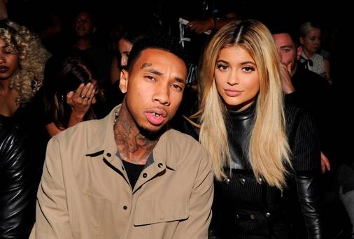 Tyga and Kylie Jenner attend the Alexander Wang Spring 2016 fashion show during New York Fashion Week at Pier 94