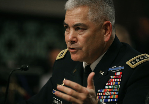 US Army Gen. John Campbell, testifies during Senate Armed Services Committee hearing on Capitol Hill weeks after bombing on Doctors Without Borders hospital