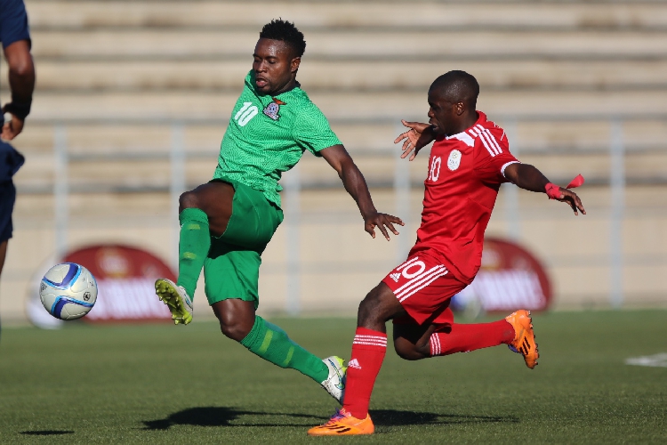 Zambian midfielder Jimmy Ndhlovu in action against Namibia. Zambia beat Sudan 1-0 in a World Cup qualifier on 11 November 2015
