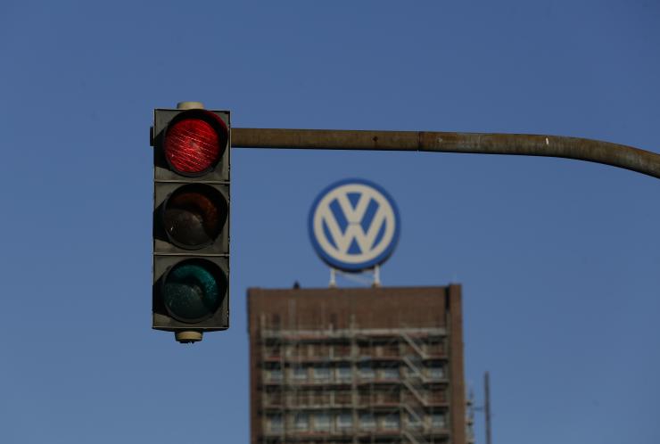 A traffic light shows red next to the Volkswagen factory in Wolfsburg Germany Nov. 20 2015.       Reuters Ina Fassbender