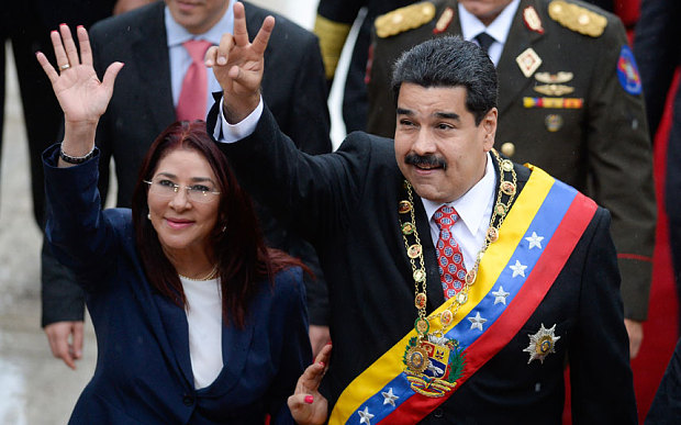 Venezuelan President Nicolas Maduro and his wife Cilia Flores