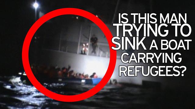 Horrendous moment that Greek coast guard appears to 'deliberately try to sink lifeboat full of refugees&#x27