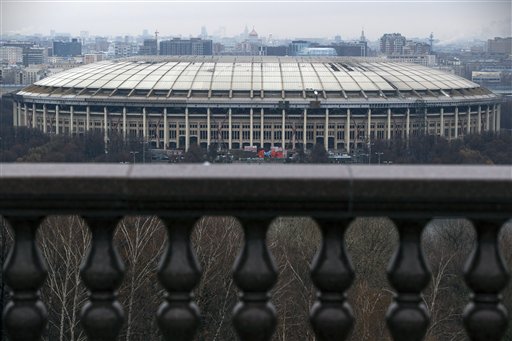 A view of the Luzhniki stadium which was the main venue at the 1980 Summer Olympics and hosted the Opening and Closing Ceremonies Athletics Football finals in Moscow Russia Wednesday Nov. 11 2015. Russian President Vladimir Putin canceled a meeting