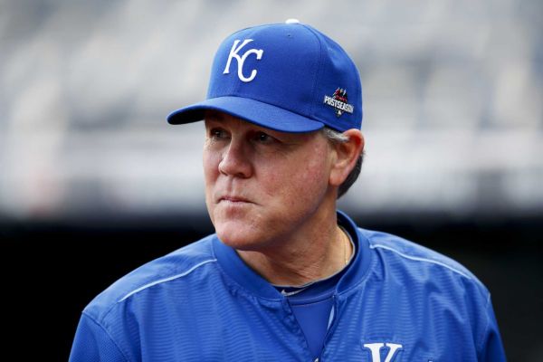 Kansas City Royals manager Ned Yost watches batting