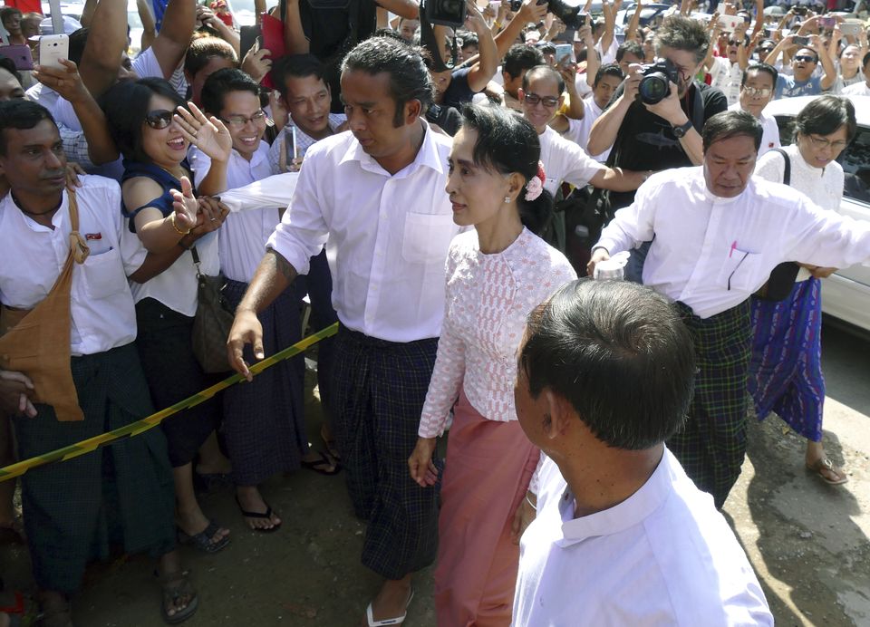 The Latest Suu Kyi hints at election victory in Myanmar