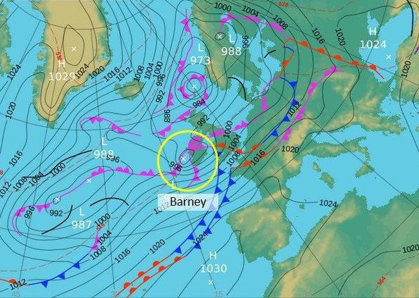 Storm Barney is set to sweep across the UK on Tuesday