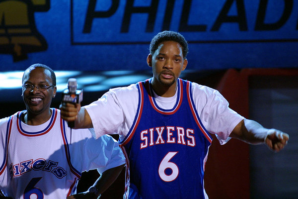 Will Smith on right and DJ Jazzy Jeff at the 2002 NBA All Star'Read To Achieve celebration at the Pennsylvania Convention Center in Philadelphia Pa