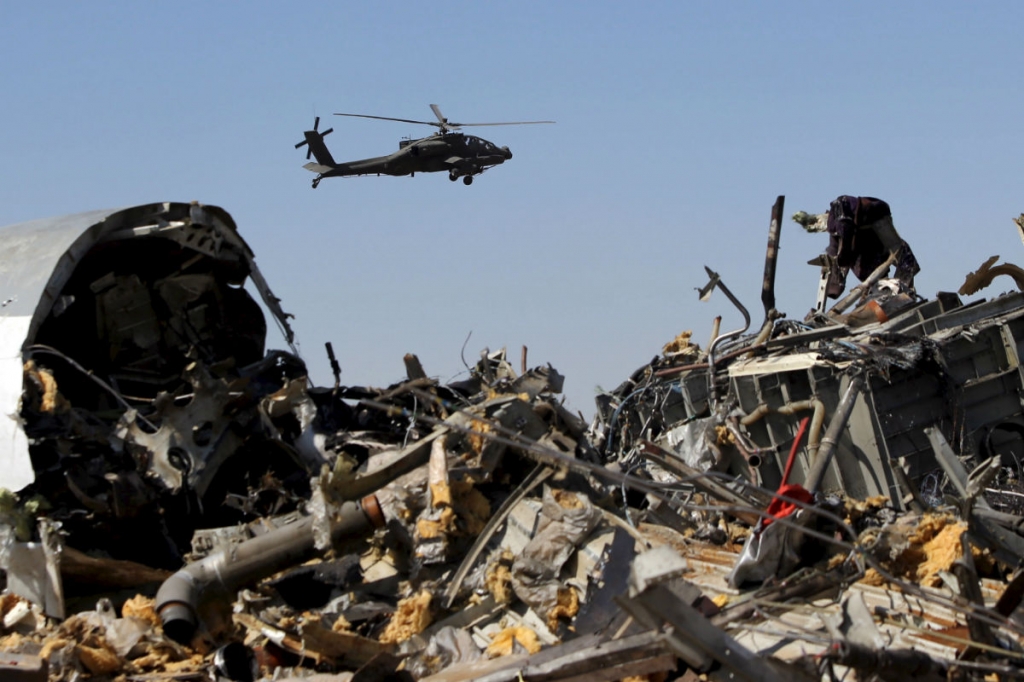 Wreckage from the Russian plane that crashed in Egypt