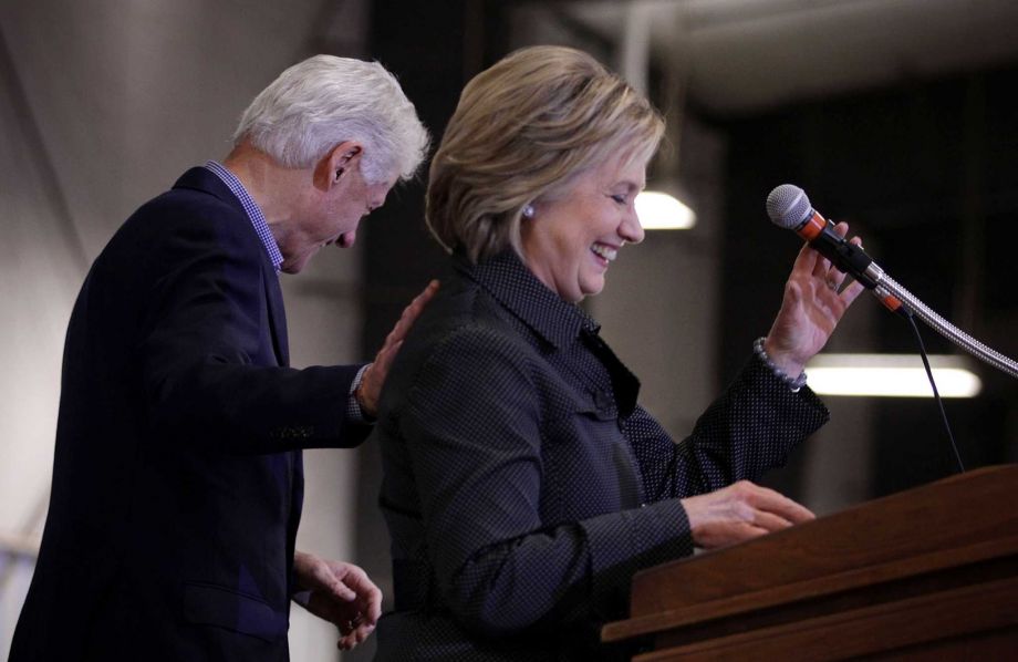 Presidential candidate Hillary Clinton and former President Bill Clinton attend the Central Iowa Democrats fall barbecue in Ames