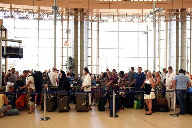 British tourists arrive at the airport in Egypt’s Red Sea resort of Sharm El Sheikh