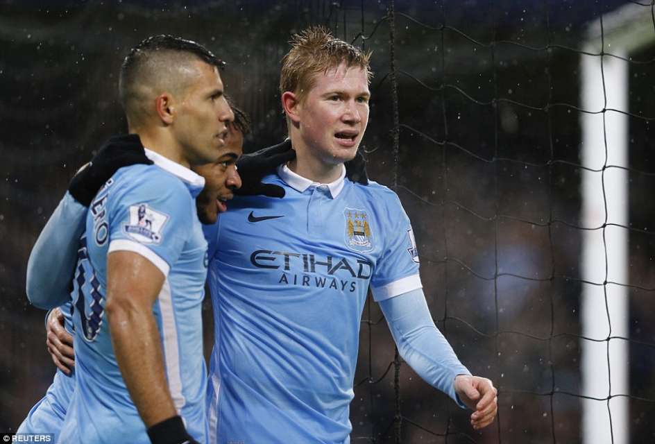 Kevin De Bruyne Raheem Sterling and Sergio Aguero