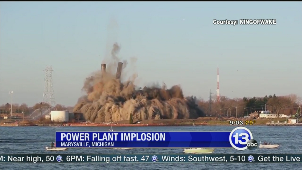 A power plant in Michigan is no longer standing. Leaders in Marysville imploded the plant this weekend