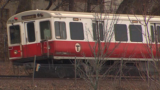 A Red Line train near Quincy Center Station.                         
           WBZ-TV