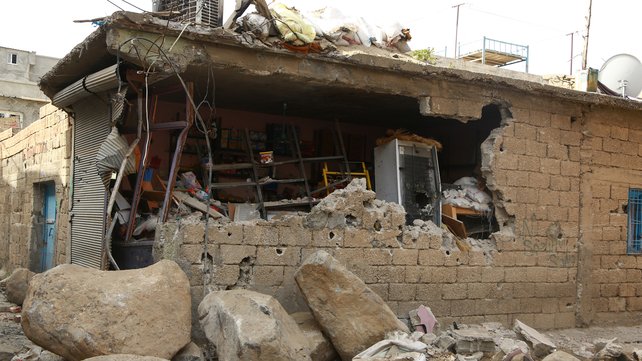 A damaged building in Sirnak during earlier conflict in the town