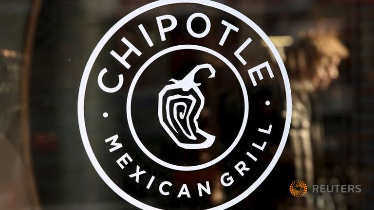 A logo of Chipotle Mexican Grill is seen on a store entrance in Manhattan New York in this