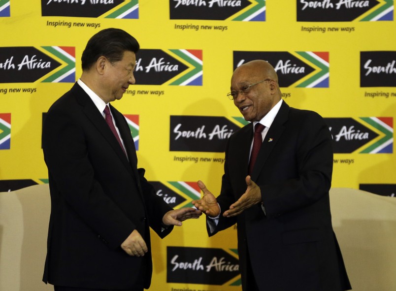South African President Jacob Zuma right shakes hand with Chinese President Xi Jinping left after their joint media conference at Union Building Pretoria South Africa Wednesday Dec. 2 2015