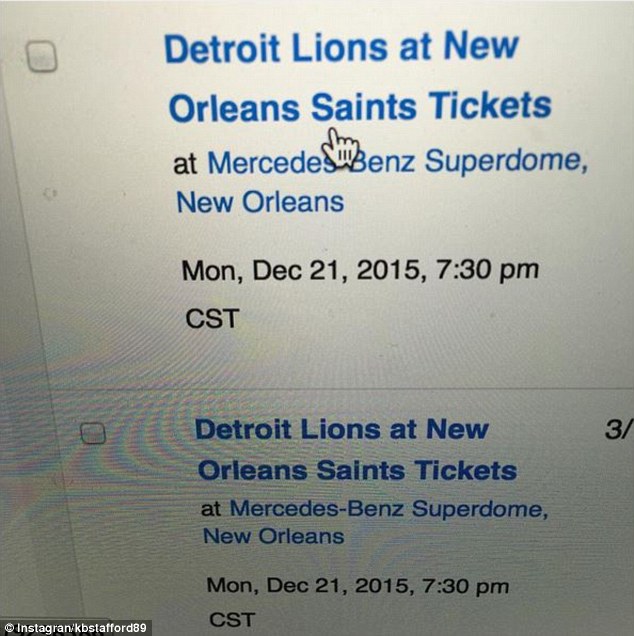 Kelly Stafford posted the tickets on Stub Hub and then advertised the sale to her thousands of followers on Instagram subjecting herself to scrutiny from the Internet masses