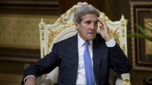 US Secretary of State John Kerry speaks during a press conference on the second day of Foreign Affairs meeting at the NATO headquarters in Brussels